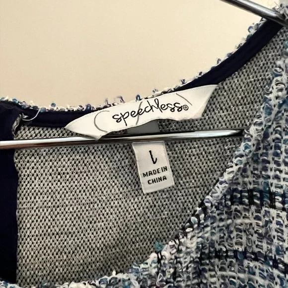 Speechless Blue and White Textured Dress - Picture 5 of 12